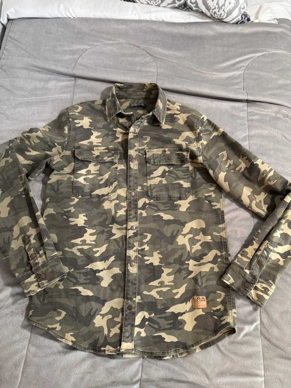 Lee cooper boys Kids Camo Shirt Jacket - Green Camo Lightweight Shacket Sz 16